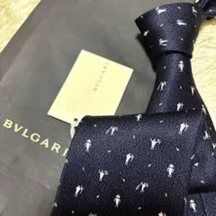 未使用品　タグ付き　BVLGARI ネクタイ　ネイビー　セッテピエゲ