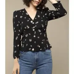 専用✨rouje 　ルージュ　パリ　カシュクール　ブラウス　トップス　フラワー 花柄 Rouje(ルージュ) ブラウス・シャツ(レディース) - 海外通販