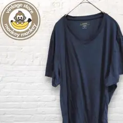 mz599　オーバーサイズ　VネックTシャツ　カットソー　無地　ビッグ　ネイビー