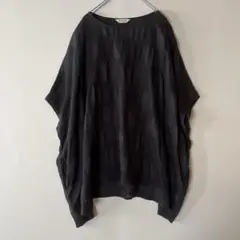 BUYKUD ドット ドルマン ブラウス プルオーバー オーバーサイズ 黒