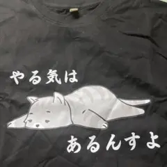 やる気はある猫 面白Tシャツ Lサイズ 黒 かわいい
