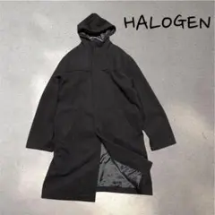 ハロゲン【M】フード付き ブラック チェスターコート　メンズ　ユニセックス