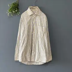 スキャッティ［M］極美品　日本製　淡いカラー　コットン　チェック柄シャツ　長袖