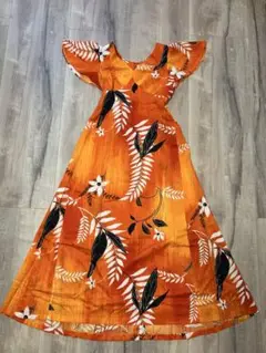 ハワイアンドレス　オレンジ　Made in Hawaii