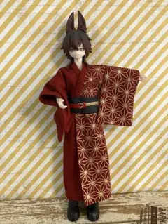 シチリアの追憶用赤×金模様の着物と帯の2点セット