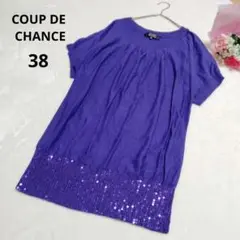 COUP DE CHANCE スパンコール付き 半袖サマーニットトップス 38
