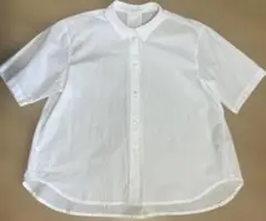 新品 今季 オーガニック 婦人　涼感　レギュラーカラー半袖シャツ 白シャツ 夏