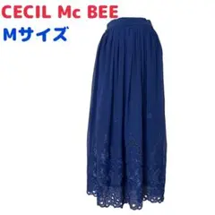 CECIL Mc BEE 刺繍マキシ丈スカート セシルマクビー ネイビー M