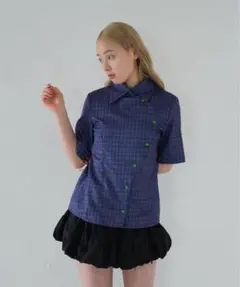 Uenui レトロチェック ボタンシャツ