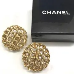 シャネル CHANEL チェーン マトラッセ ラウンド ゴールド イヤリング