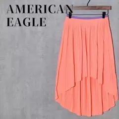 AMERICAN EAGLE　ポリレーヨン　プリーツスカート　イレヘム　オレンジ