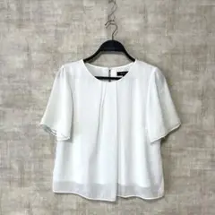【Reflect】半袖シフォンブラウス　シアーストライプ　通勤ブラウス　白　9
