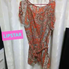 LIPSTAR ペイズリー柄 半袖チュニック オレンジ系