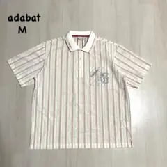 adabat アダバット ゴルフウェア ポロシャツ ストライプ M 白 ×ピンク