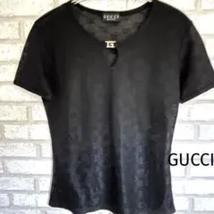GUCCI グッチ ブラック GGパターン シースルー 半袖Tシャツ