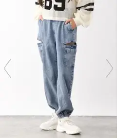 グローバルワーク サイドZIPデニムカーゴパンツ 2枚セット 160