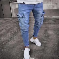 新品★ デニムテーパードパンツ　L