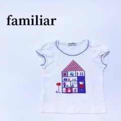 familiarファミリア半袖Tシャツワッフル80cmプリント白子供服ホワイト