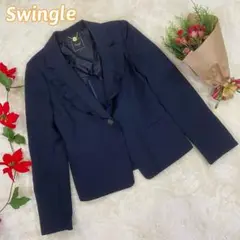 【Swingle】スウィングル(1)フリル ショート丈 薄手ジャケット ネイビー