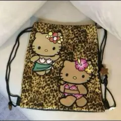 【新品】ハローキティ　リュック　ナップサック　ヒョウ柄　日焼けキティ