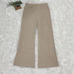 UNIQLO プリーツパンツ ワイド ウエストゴム 体型カバー 楽ちん　L