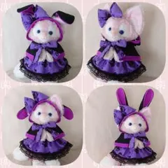 リーナベルs コスチューム　ハンドメイド　魔女っ子ポンチョ紫　うさみみ　蜘蛛の巣