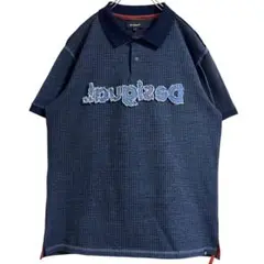 Desigual デシグアル ポロシャツ デニム ワッフル ネイビー 古着 XL