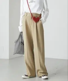 【forksy.】センタープレス ハイウエストストレートスラックスパンツ