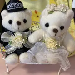 未使用　ウェディングベア♡ベンチ付き
