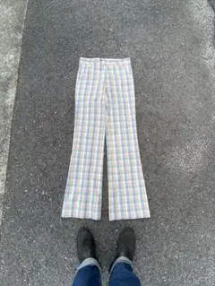 USA製　70s フレアパンツ　チェック柄 scovillジッパー