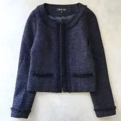 ▲美品▲INDIVI //ツイードノーカラージャケット▲サイズ5