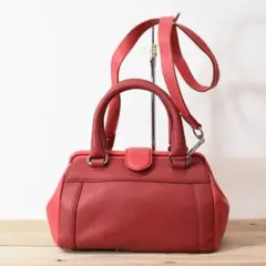 COLE HAAN 2WAY ハンド ショルダー バッグ カバン レザー レッド