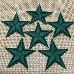 緑 星 ワッペン 6枚 アイロンワッペン 幼稚園 保育園 スター fm5