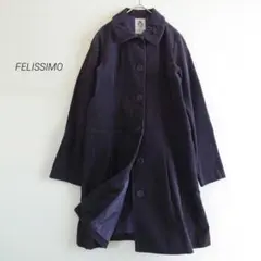 FELISSIMO フェリシモ タックフレア コーデュロイコート 丸襟 紫