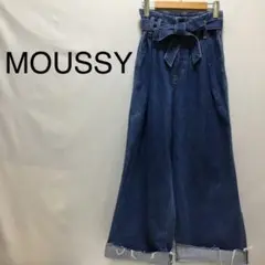 MOUSSY マウジー デニム ワイドパンツ ハイウエスト ロールアップ S