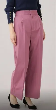 【ナノユニバース】ワイドパンツ　パープル　Fサイズ　秋物