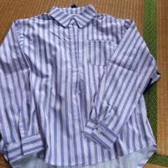 紫と白のストライプシャツ Mサイズ