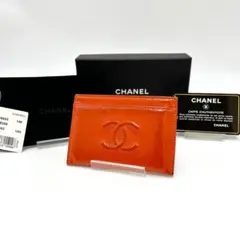 美品 CHANEL ココマーク キャアビアスキン カードケース パテント 箱付き