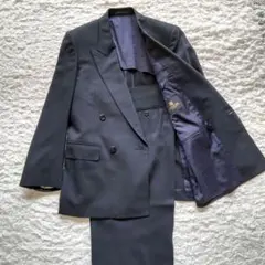 LANVINPARIS　スーツ　ダブル　裏地総柄　ネイビー　ヴィンテージ