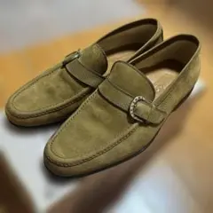 a.testoni DINAMICOレザー ローファー オリーブグリーン