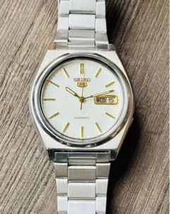 稼働美品 SEIKO 5 自動巻き メンズ腕時計 7009-876A 白文字盤 SEIKOセイコー5 7009-876A 文字盤ホワイト自動巻き
