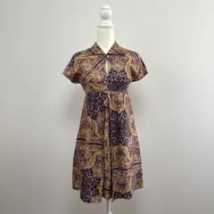 高級　CARVEN ペイズリー柄　シルクワンピース