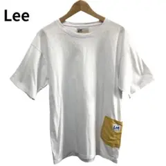 Lee ホワイト　Tシャツ　ポケット　無地　半袖　丸首　異素材　ユニセックス　L