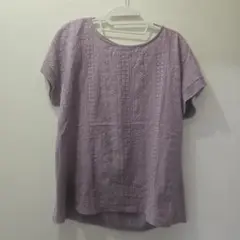 BELLUNA 薄紫 刺繍 半袖シャツ