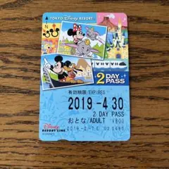 使用済み　ディズニーリゾートライン　フリー切符　2DAYPASS
