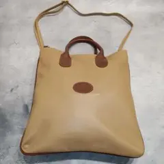 美品✨TANGAROA レザーバッグ ショルダーバッグ ブランドロゴ ベージュ
