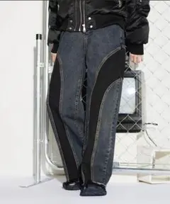 MSG ラウンド切替オーバーダイデニムパンツ タグ付き