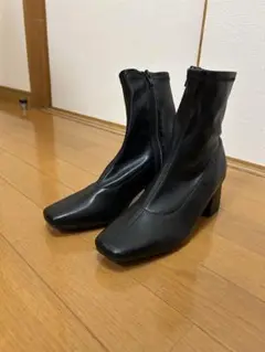 GU Lサイズ ブラック ジッパーブーティ 中ヒール