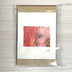 クレパス画 原画　赤　ゴールドフレーム 額付き