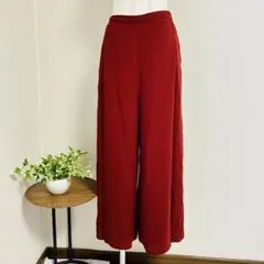 ✨美品か✨GU 赤いゴムウエストワイドパンツ【Ｌ】履き心地楽！オシャレに着こなす